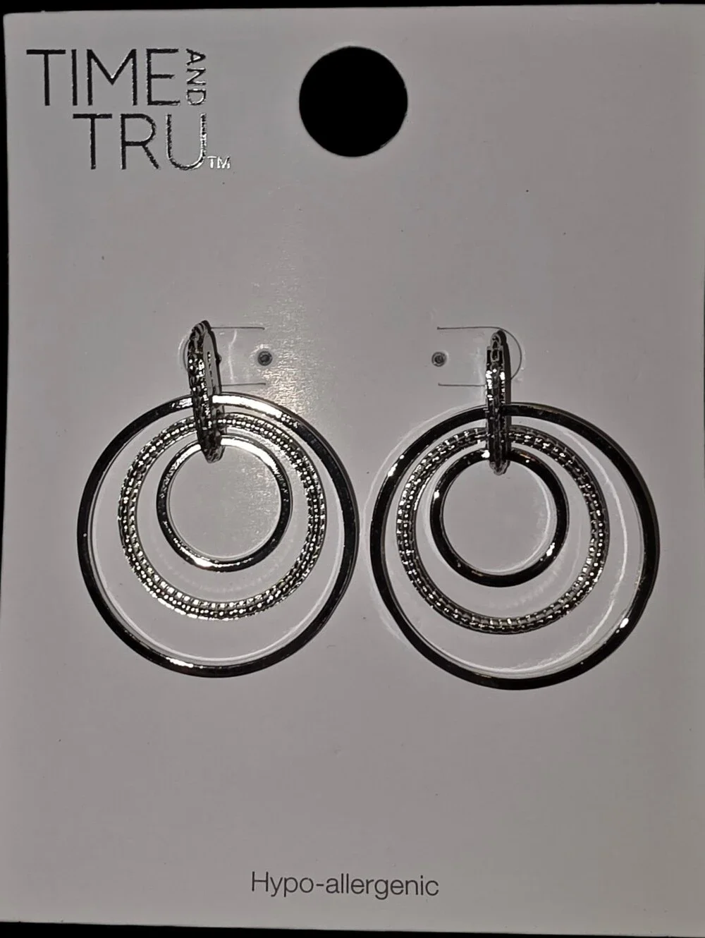 Silvertone Trio Hoop Drop Earrings